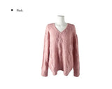 Hearts Cable Loose Fit Wool V-Neck Knit