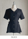 Karey Linen Strap Short Sleeve Blouse Jacket