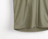 Holka mesh cap sleeve semi- zip-up short-sleeved hooded T-shirt