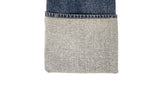 Quart Brushed Deep Blue Denim Washing Wide Pants