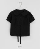 Bomeck Back Ribbon Collar Short Sleeve Blouse