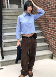 BREEZY STRIPE CROP SHIRT