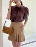 Grace Chiffon Shirring Short Sleeve Blouse