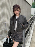 I'm Button Check Mini Skirt