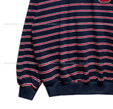 Arc collar patch stripe balloon sweatshirt