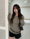 Haev String Ribbon Off-Shoulder Rib Knit