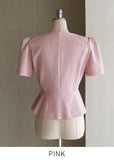 Elon Tweed Puff Peplum Blouse Jacket