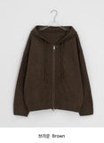 Giten Color Wool Hood Zip-Up Knit Cardigan