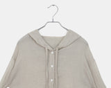 Bucker Gauze Linen Hood Long Sleeve Shirt