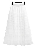 Feather See-Through Tiered Skirt