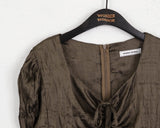 [MADE] Desop satin pleated ribbon string two-way blouse