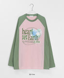 [unisex] Oiko printing color matching raglan long sleeve tee