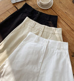 Tyne Cotton Two-Button Flare Long Skirt