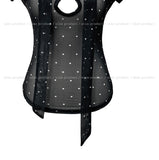 Blurry dot see-through hole short sleeve scarf set