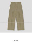 Solid one-tuck wide cotton pants