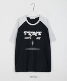 Ruhaku Lettering Color Matching Raglan Over Short Sleeve Tee