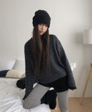 [MADE] Aeon Stripe Henley Neck Button Knit