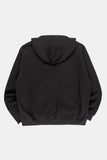 Unbalance rib banding fleece hood zip-up