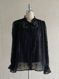 (Sleeveless Set) Shudin Lace Tie Puff Blouse