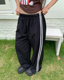 Kitten Nylon Track Banding Wide Long Pants