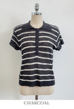 Seden Stripe Half-Button Collar Cool Knit