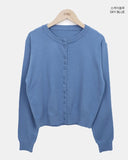 Rodun Button Point Round Neck Knit Cardigan