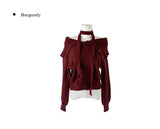 Dahi Off-Shoulder Button Knit Muffler Set