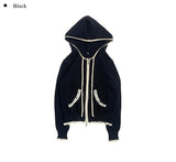 Choni Lace Color Matching Two-Way Knit Hood Zip Up