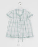 Arche Check Frill Short Sleeve Blouse
