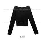 [U-BASIC] Lend off U-neck basic crop long sleeves