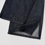 Back Pocket Non-Fade Summer Cooling Banding Hem Slit Wide Denim Pants