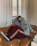 Cross vintage printing two way hoodie zip-up