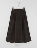 Meltik Brushed Banding Pin Tuck Flare Long Skirt