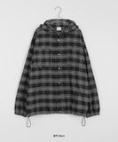 [unisex] Yumei String Hood Over Check Shirt