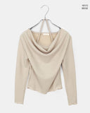 Purple frill halter off-shoulder knit