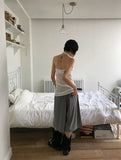 [BELT SET] STRIPE BERMUDA SLACKS