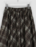 Maidet Pintuck Banding Flared Check Long Skirt