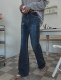Stone washing ice cooling bootcut denim pants