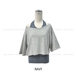 Mio pinstripe off-shoulder layered set