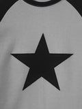 Applique star patch raglan long sleeves