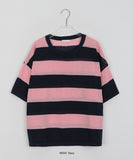 Monomo Linen Stripe Color Short Sleeve Knit