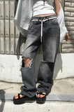 DARK KNEE RIP DENIM