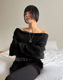 (WOOL) BOUCLE OFF-SHOULDER KNIT