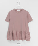 Vimin Color Frill Tiered Short Sleeve Tee