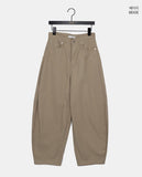Bifu Embroidery Adjust Balloon Fit Wide Cotton Long Pants