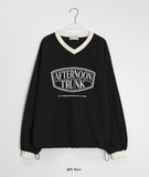 Sieming V-Neck Lettering Over Sweatshirt