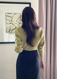 Zelvin unbalanced denim wrap skirt