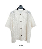 Suo crochet punching knitwear half shirt