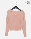 Honti Pastel U-Neck Round Crop Knit