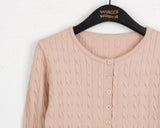 Polsi Cable Slim Fit Round Cardigan